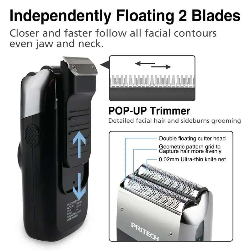 3-in-1 Electric Razor for Men with Built-in Trimmer and Shaver