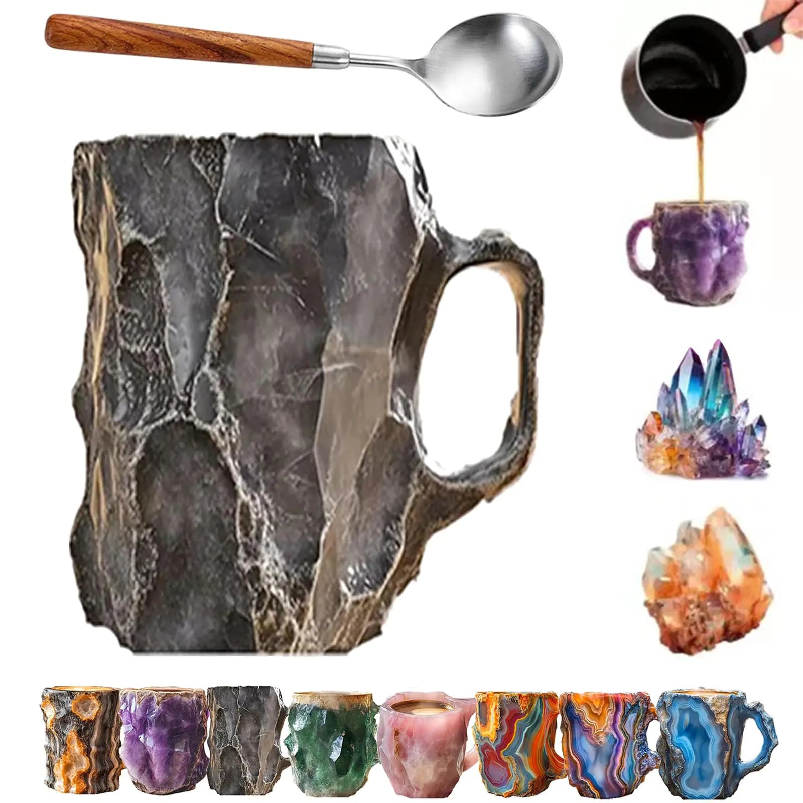 Natural Crystal Mineral Coffee Mugs